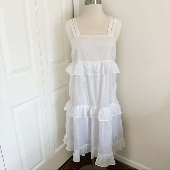 L’AGENCE  White Cotton Tiered Ruffled Sundress Size XS - Picture 2 of 16